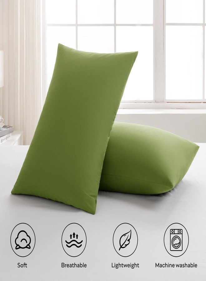 JELLYMONI Christams Pillowcases Standard Set of 2 Cotton Envelope Pillow Covers Avocado Green 20×26in Bed Pillow Cases 100% Washed Cotton Soft Breathable (Pillows are not Included) - Image 2